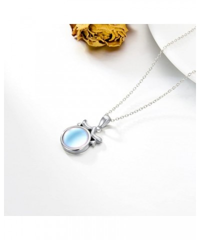 Moonstone Necklace Simple Rainbow Moonstone Pendant Necklace for Women Girls Jewelry Gift for Women Girls 13.Libra $12.00 Nec...