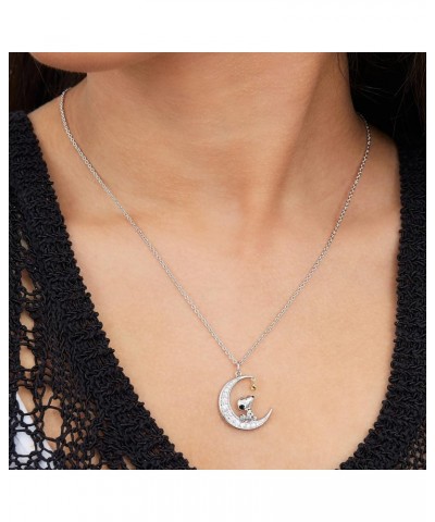 Womens Snoopy Necklace 18" - Snoopy Jewelry with Woodstock, Moon, or Heart Pendant - Official License Clear CZ $25.64 Necklaces