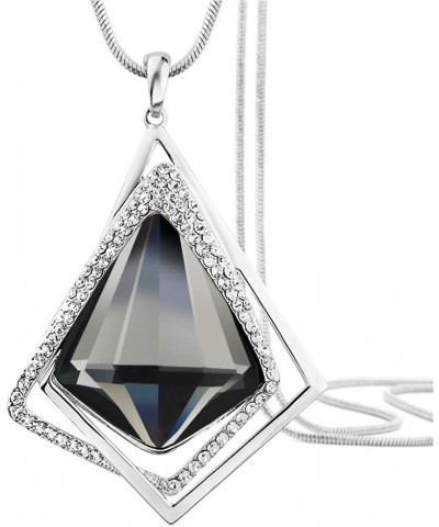 Fashion Alloy Long Necklace Shiny Geometric Pendant Sweater Chain Female Jewelry Gift(Silver) $9.23 Necklaces