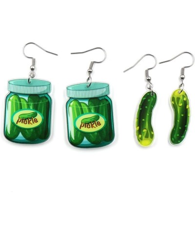 2 Pairs Pickle Cucumber Dangle Earrings Cute Funny Lifelike Unique Green Dill Pickle Acrylic Drop Dangle Earrings For Pickle ...