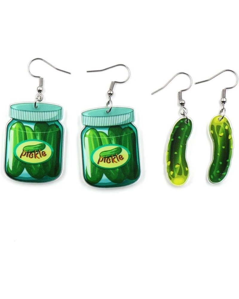 2 Pairs Pickle Cucumber Dangle Earrings Cute Funny Lifelike Unique Green Dill Pickle Acrylic Drop Dangle Earrings For Pickle ...