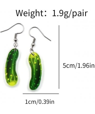 2 Pairs Pickle Cucumber Dangle Earrings Cute Funny Lifelike Unique Green Dill Pickle Acrylic Drop Dangle Earrings For Pickle ...