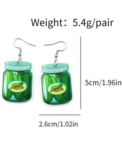 2 Pairs Pickle Cucumber Dangle Earrings Cute Funny Lifelike Unique Green Dill Pickle Acrylic Drop Dangle Earrings For Pickle ...