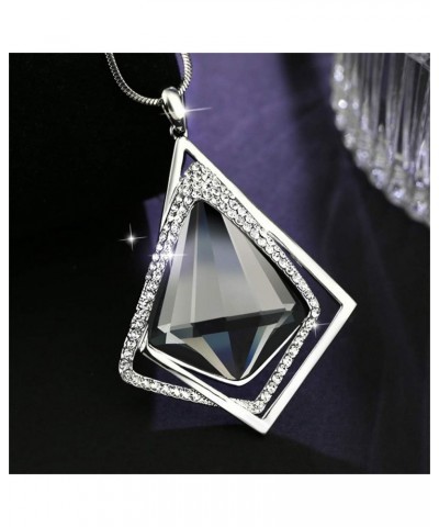 Fashion Alloy Long Necklace Shiny Geometric Pendant Sweater Chain Female Jewelry Gift(Silver) $9.23 Necklaces