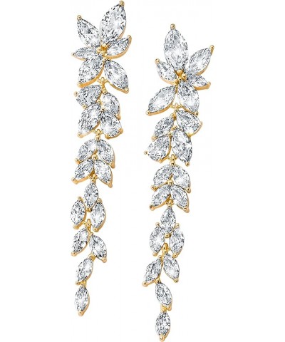 Wedding Earrings Elegant Statement Dangle Drop Dangling CZ Marquise Cubic Zirconia AAAAA 18K Gold Plated Rhinestone Luxurious...