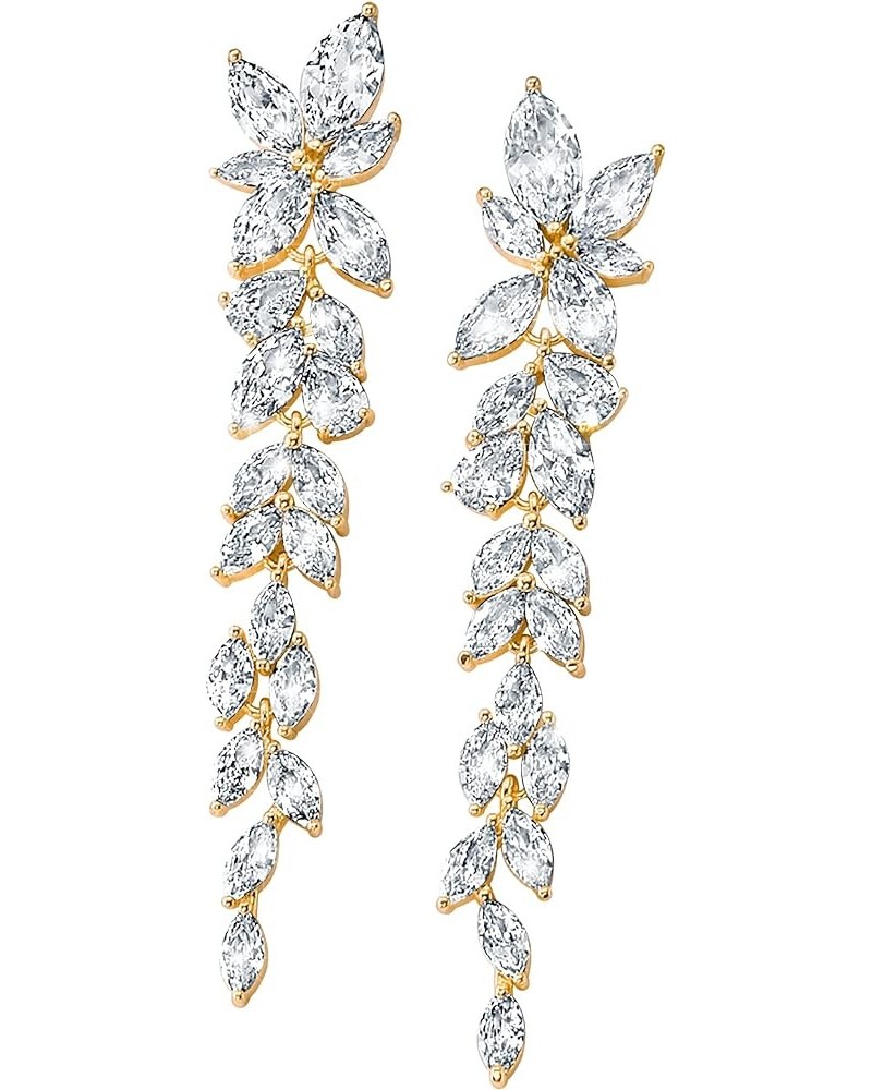 Wedding Earrings Elegant Statement Dangle Drop Dangling CZ Marquise Cubic Zirconia AAAAA 18K Gold Plated Rhinestone Luxurious...