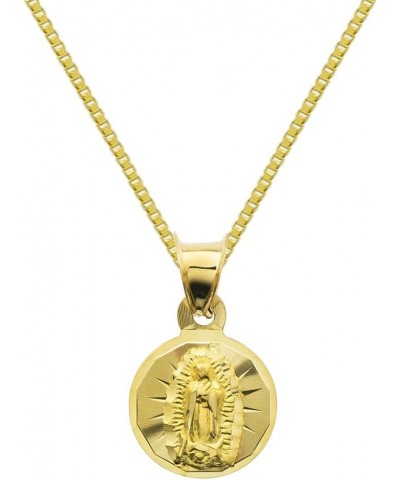 14K Yellow Gold Virgin Mary Guadalupe Charm Pendant Necklace - 0.8 mm Box Chain $81.83 Necklaces