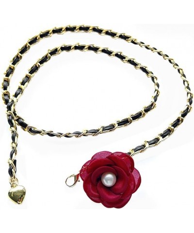 Waist Chain for Women Boho Belly Body Jewelry Belt Adjustable Sexy Flower Imitation Pearl Dress Fashion Waist Chains Red $8.2...