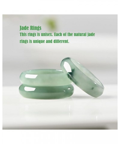 Natural A Grade Green Jade Rings for Women, 100% Genuine Burma Jade Band Ring, Real Good Luck Wealth Jadeite Jade Ring Jewelr...