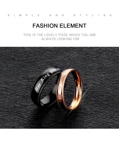 Couples Her King and His Queen Enagagement Bridal Ring Set 2PCS, Black Rose Gold Color His 10 Her 8 $9.85 Bracelets