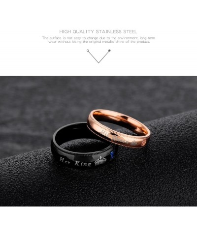 Couples Her King and His Queen Enagagement Bridal Ring Set 2PCS, Black Rose Gold Color His 10 Her 8 $9.85 Bracelets