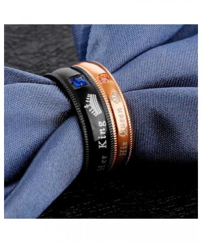 Couples Her King and His Queen Enagagement Bridal Ring Set 2PCS, Black Rose Gold Color His 10 Her 8 $9.85 Bracelets