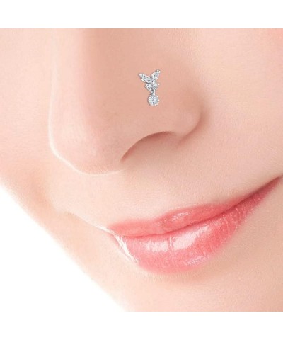 20G 18G Dangle Nose Rings Studs Stainless Steel Nose Screws CZ L Shaped Nose Studs Heart Nose Rings for Women Nostrial Pierci...