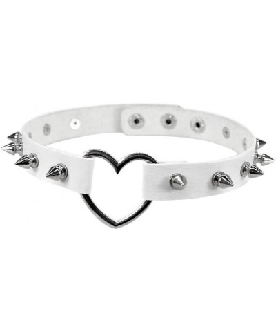 Heart Choker Necklace PU Leather Goth Choker Collar with Rivet Punk Rock Collar Adjustable Size –2PCS Black and White $6.62 N...