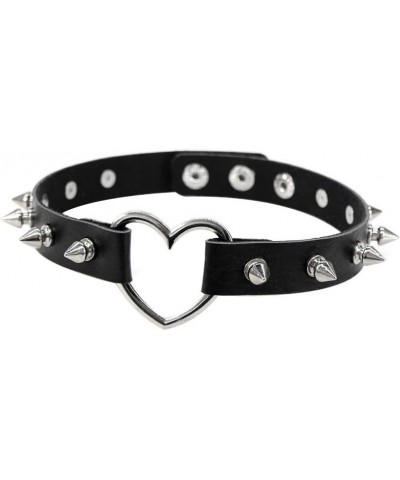 Heart Choker Necklace PU Leather Goth Choker Collar with Rivet Punk Rock Collar Adjustable Size –2PCS Black and White $6.62 N...