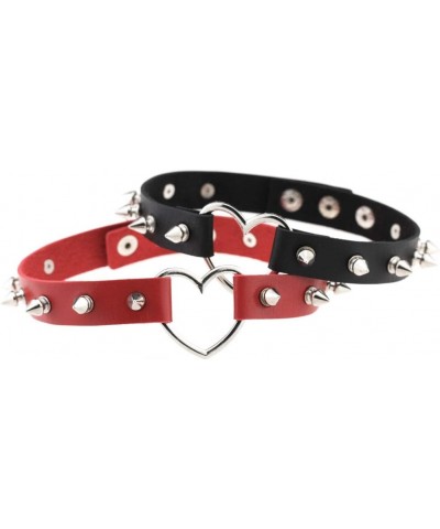 Heart Choker Necklace PU Leather Goth Choker Collar with Rivet Punk Rock Collar Adjustable Size –2PCS Black and White $6.62 N...