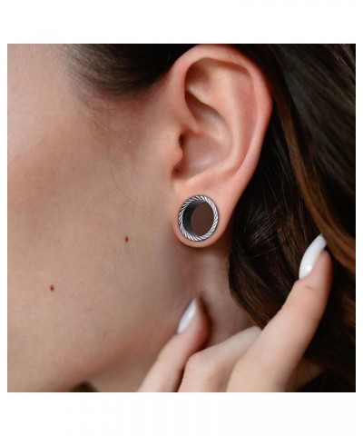 1 Pair Stainless Steel Ear Tunnels Piercing Embroidery Gauges Black Earrings Plugs 0G to 1". S8566G 1"(25mm) $10.20 Body Jewelry