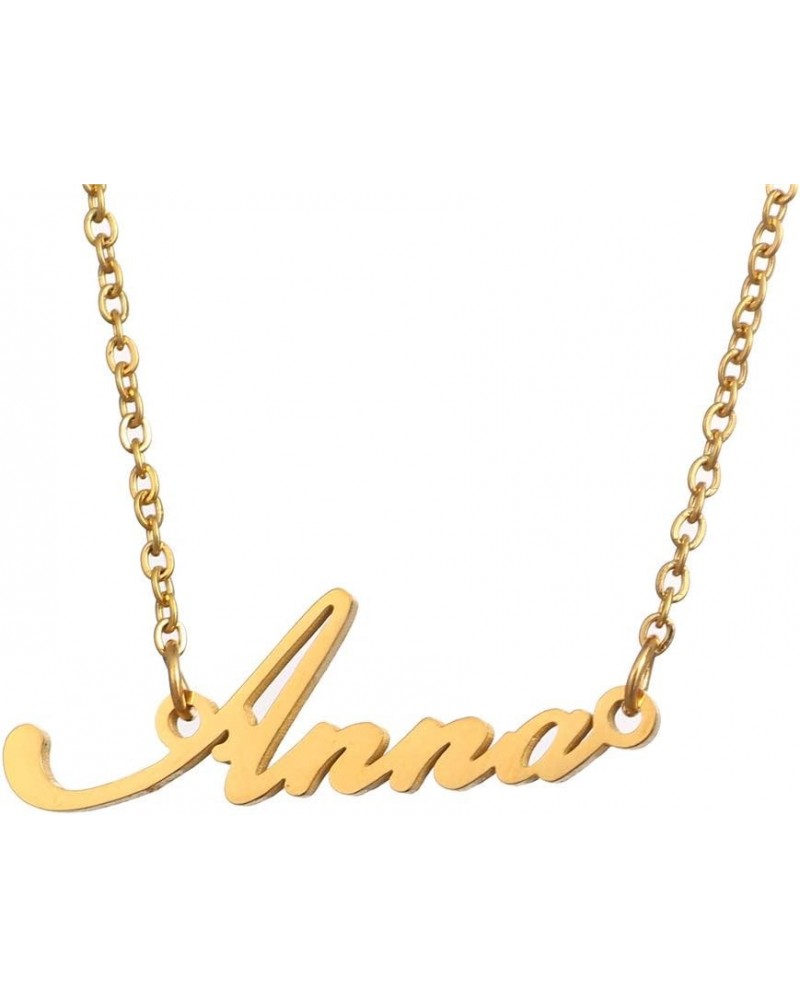 Name Necklace Personalized,Name Necklace Cursive Font Made with Name Pendant 16" Adjustable Chain Anna $8.79 Necklaces