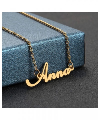 Name Necklace Personalized,Name Necklace Cursive Font Made with Name Pendant 16" Adjustable Chain Anna $8.79 Necklaces