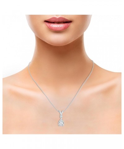 Lab Created Lab Created Moissanite Teardrop Pendant Necklace for Women in 925 Silver / 14K Solid Gold 8x6MM Sterling Silver $...