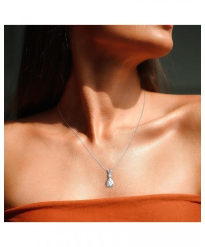 Lab Created Lab Created Moissanite Teardrop Pendant Necklace for Women in 925 Silver / 14K Solid Gold 8x6MM Sterling Silver $...