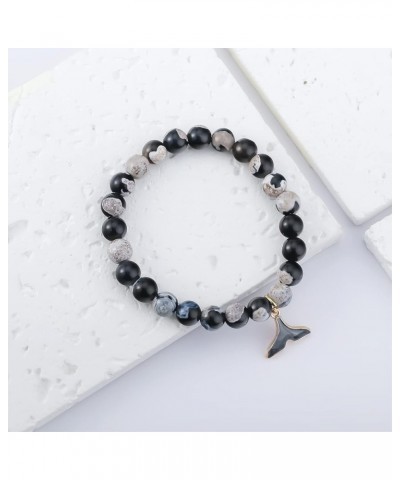 Orca Healing Bracelets for Women Orca Whale Gifts Orca Agate Crystal Bracelets Orca Gifts for Women Orca Tail Charm Orca Insp...