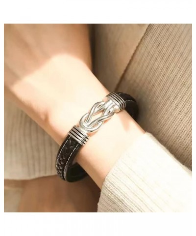 To My Daughter Braided Leather Bracelet, infinity bracelets for women, Stainless Braided Leather Bracelet Bangle Wristband, G...