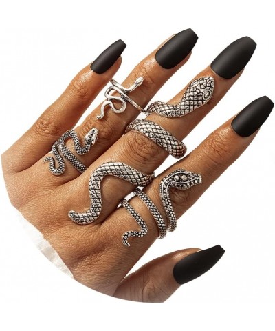 Snake Ring for Women Animal Punk Vintage Rings Adjustable Silver Snake Rings set C $6.71 Rings