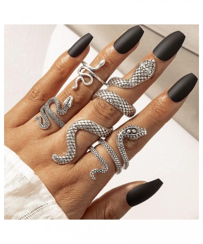 Snake Ring for Women Animal Punk Vintage Rings Adjustable Silver Snake Rings set C $6.71 Rings