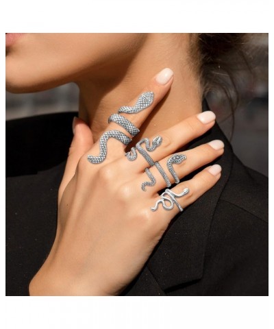 Snake Ring for Women Animal Punk Vintage Rings Adjustable Silver Snake Rings set C $6.71 Rings