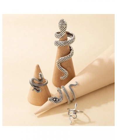 Snake Ring for Women Animal Punk Vintage Rings Adjustable Silver Snake Rings set C $6.71 Rings