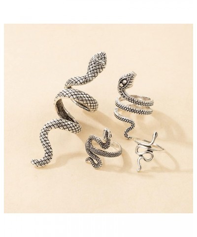 Snake Ring for Women Animal Punk Vintage Rings Adjustable Silver Snake Rings set C $6.71 Rings