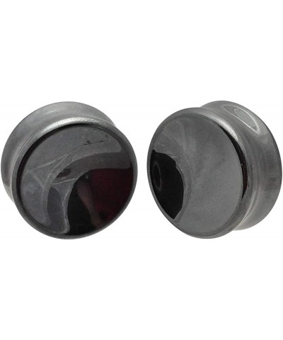 Pair of Hematite Stone Concave Double Flare Plugs (STN-643) 7/16" (11mm) $9.51 Body Jewelry