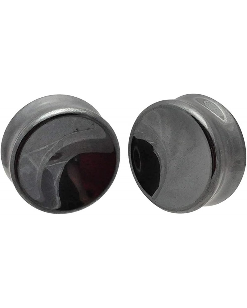 Pair of Hematite Stone Concave Double Flare Plugs (STN-643) 7/16" (11mm) $9.51 Body Jewelry