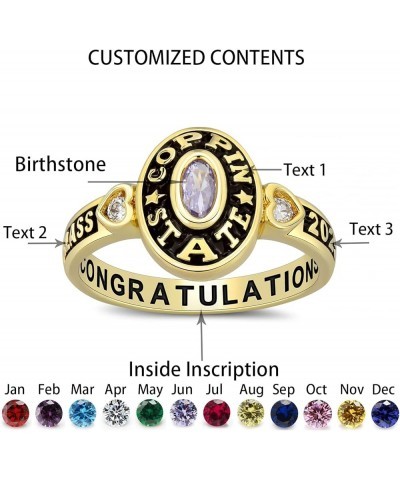 Custom Class Rings Fully Personalized Class Rings for Women High School 925 Sterling Silver Rings Women's Class Rings Size 5-...