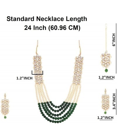 Indian Jewelry Sets for Women Indian Bollywood Traditional Faux Kundan Pearl Beads Bridal Wear Necklace Earrings Maangtika We...