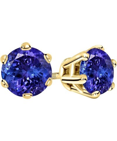 1/2-10 Carat Total Weight Tanzanite Stud Earrings 6 Prong Screw Back Yellow Gold 4.0 carats $664.57 Earrings