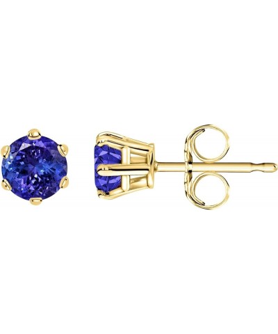 1/2-10 Carat Total Weight Tanzanite Stud Earrings 6 Prong Screw Back Yellow Gold 4.0 carats $664.57 Earrings