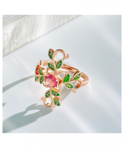 Flower Cross Open Statement Ring for Women Girls Cubic Zirconia Branch Enamel Leaves Criss Faith Adjustable Stacking Finger R...