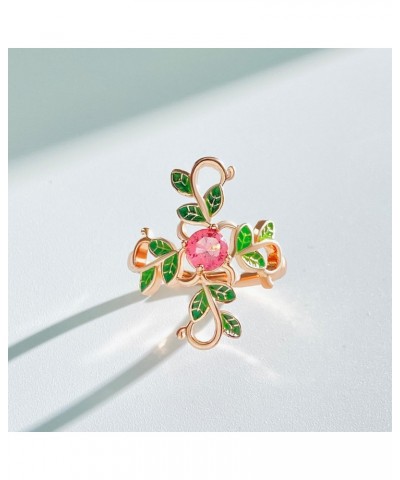 Flower Cross Open Statement Ring for Women Girls Cubic Zirconia Branch Enamel Leaves Criss Faith Adjustable Stacking Finger R...