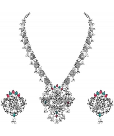 Indian Festive Navratri Ethnic Silver Oxidised Long Necklace Jewellery With Earrings Set For Women Style8 $16.49 Jewelry Sets