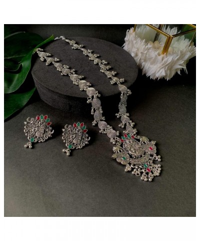 Indian Festive Navratri Ethnic Silver Oxidised Long Necklace Jewellery With Earrings Set For Women Style8 $16.49 Jewelry Sets