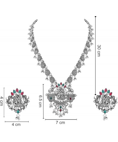 Indian Festive Navratri Ethnic Silver Oxidised Long Necklace Jewellery With Earrings Set For Women Style8 $16.49 Jewelry Sets