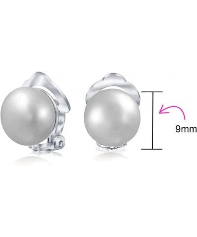 Button Style Freshwater Cultured Pearl Clip On Ball Stud Earrings For Women Sterling Silver Non Pierced Ears More Colors Grey...