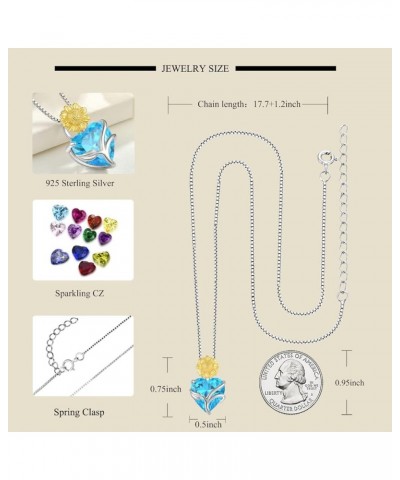 Heart Birthstone Necklace 925 Sterling Silver Sunflower Pendant Jewelry for Women 03-Aquamarine-Mar $29.90 Necklaces