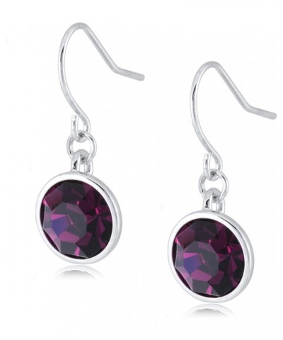 Crystal Drop Earrings for Women - Elegant Austrian Crystal Dangle Hook Earrings Created Amethyst - Purple $16.45 Earrings