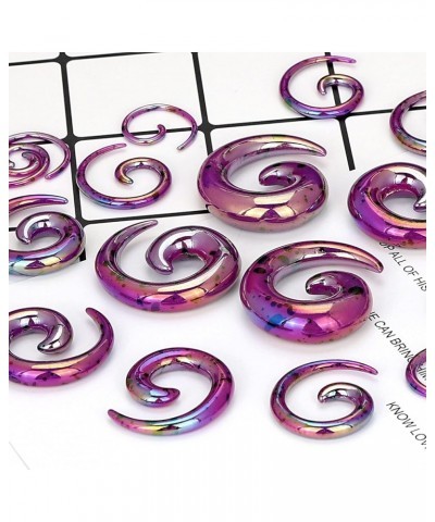 14G-00G 00G-13/16 Acrylic Ear Gauges Stretching Kit Crescent Shaped Spiral Buffalo Taper Plug Set 54pcs 14g-00g, Purple Spira...