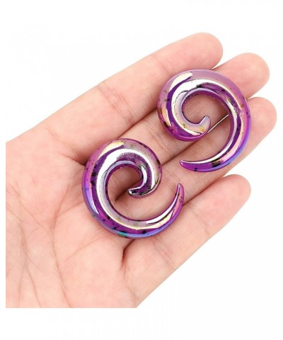 14G-00G 00G-13/16 Acrylic Ear Gauges Stretching Kit Crescent Shaped Spiral Buffalo Taper Plug Set 54pcs 14g-00g, Purple Spira...