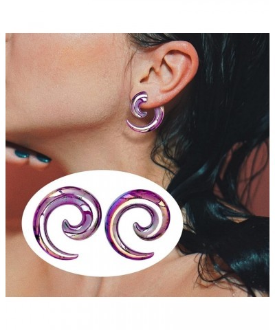 14G-00G 00G-13/16 Acrylic Ear Gauges Stretching Kit Crescent Shaped Spiral Buffalo Taper Plug Set 54pcs 14g-00g, Purple Spira...