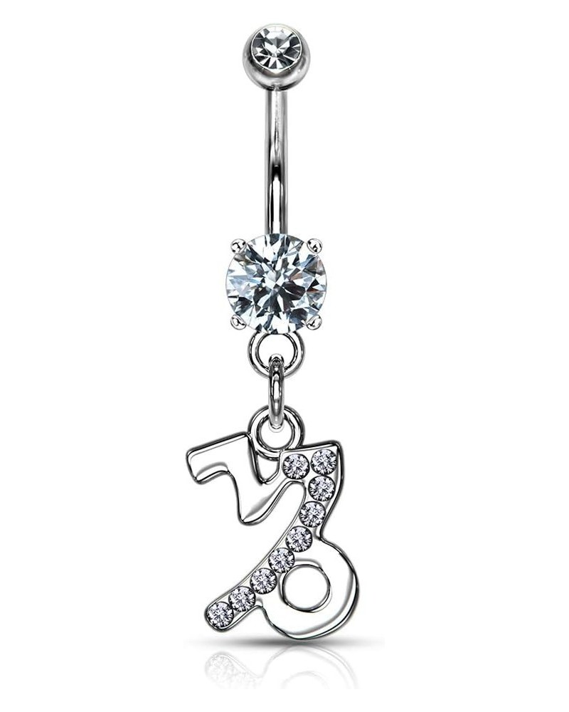 Surgical Steel CZ Jeweled Zodiac Sign Dangle Belly Button Ring Capricorn $8.83 Body Jewelry